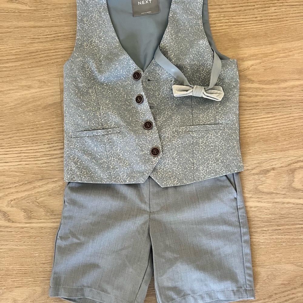 Next Light blue Formal Vest and Shorts with Bow Tie